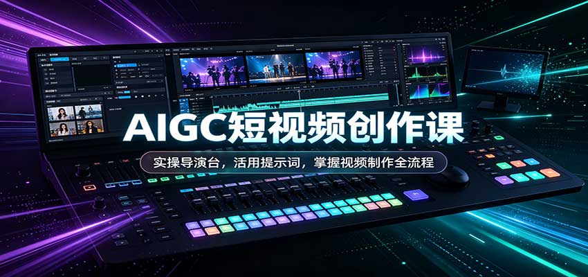 AIGC短视频创作课：实操导演台，活用提示词，掌握视频制作全流程瀚萌资源网-网赚网-网赚项目网-虚拟资源网-国学资源网-易学资源网-本站有全网最新网赚项目-易学课程资源-中医课程资源的在线下载网站！瀚萌资源网