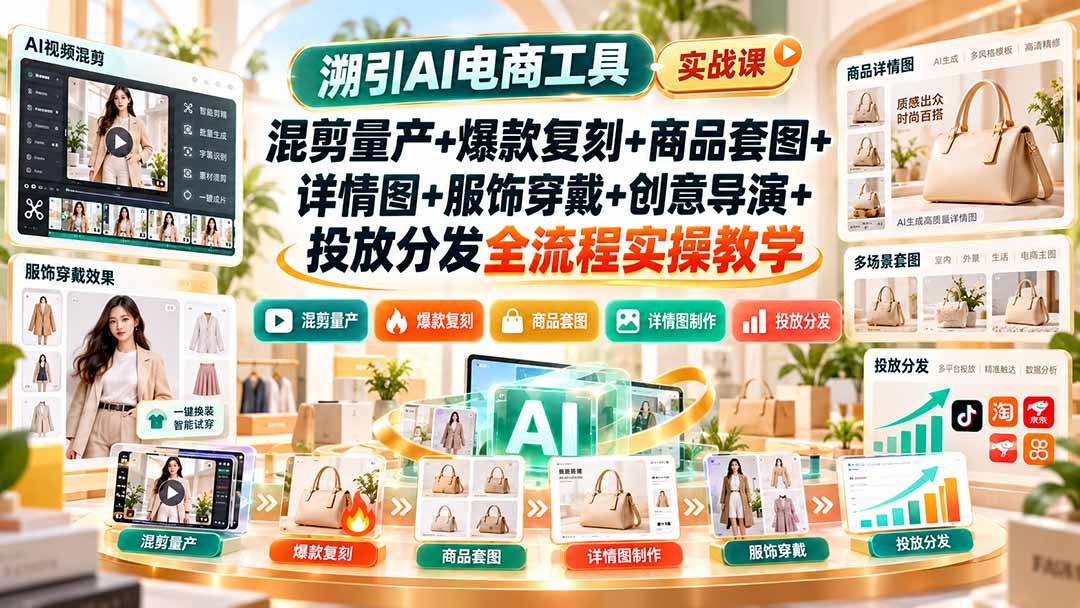 （20724期）溯引AI电商工具实战课：混剪量产+爆款复刻+商品套图+详情图+服饰穿戴+创意导演+投放分发全流程实操教学瀚萌资源网-网赚网-网赚项目网-虚拟资源网-国学资源网-易学资源网-本站有全网最新网赚项目-易学课程资源-中医课程资源的在线下载网站！瀚萌资源网