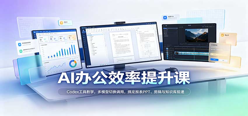 AI办公效率提升课：Codex工具教学，多模型切换调用，搞定报表PPT、剪辑与知识库搭建瀚萌资源网-网赚网-网赚项目网-虚拟资源网-国学资源网-易学资源网-本站有全网最新网赚项目-易学课程资源-中医课程资源的在线下载网站！瀚萌资源网