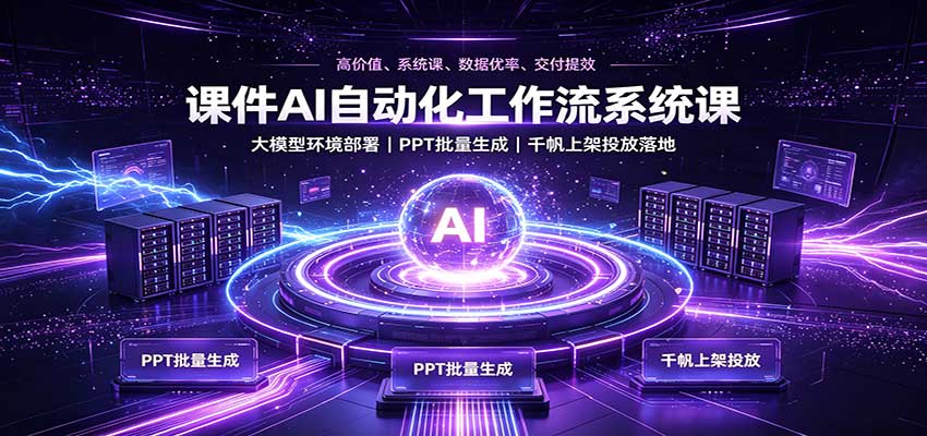 课件AI自动化工作流系统课：大模型环境部署，PPT批量生成，千帆上架投放落地瀚萌资源网-网赚网-网赚项目网-虚拟资源网-国学资源网-易学资源网-本站有全网最新网赚项目-易学课程资源-中医课程资源的在线下载网站！瀚萌资源网