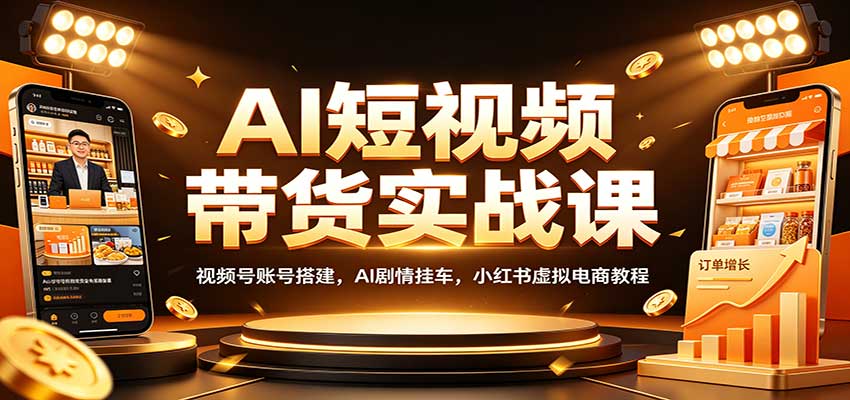 AI短视频带货实战课：视频号账号搭建，AI剧情挂车，小红书虚拟电商教程瀚萌资源网-网赚网-网赚项目网-虚拟资源网-国学资源网-易学资源网-本站有全网最新网赚项目-易学课程资源-中医课程资源的在线下载网站！瀚萌资源网