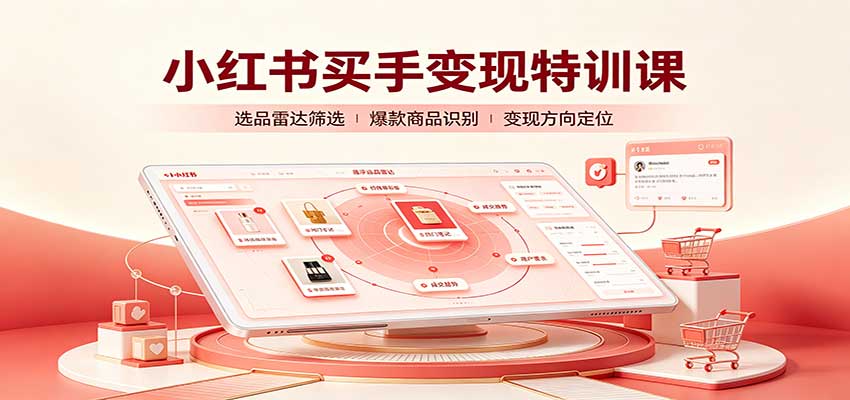 小红书买手变现特训课：账号定位养号起号，选品挂车，笔记标题封面全套教学瀚萌资源网-网赚网-网赚项目网-虚拟资源网-国学资源网-易学资源网-本站有全网最新网赚项目-易学课程资源-中医课程资源的在线下载网站！瀚萌资源网