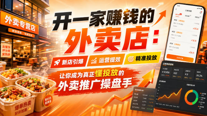 开一家賺钱的外卖店：新店引爆·运营提效·精准投放，让你成为真正懂投放的外卖推广操盘手瀚萌资源网-网赚网-网赚项目网-虚拟资源网-国学资源网-易学资源网-本站有全网最新网赚项目-易学课程资源-中医课程资源的在线下载网站！瀚萌资源网