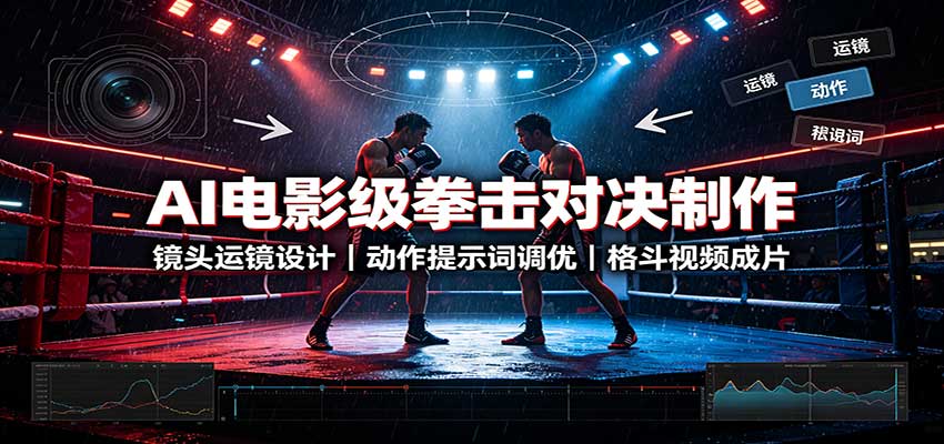 AI电影级拳击对决制作：镜头运镜设计，动作提示词调优，格斗视频成片瀚萌资源网-网赚网-网赚项目网-虚拟资源网-国学资源网-易学资源网-本站有全网最新网赚项目-易学课程资源-中医课程资源的在线下载网站！瀚萌资源网
