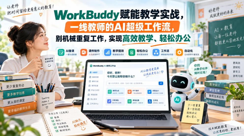 WorkBuddy赋能教学实战，一线教师的AI超级工作流，别机械重复工作，实现高效教学、轻松办公瀚萌资源网-网赚网-网赚项目网-虚拟资源网-国学资源网-易学资源网-本站有全网最新网赚项目-易学课程资源-中医课程资源的在线下载网站！瀚萌资源网