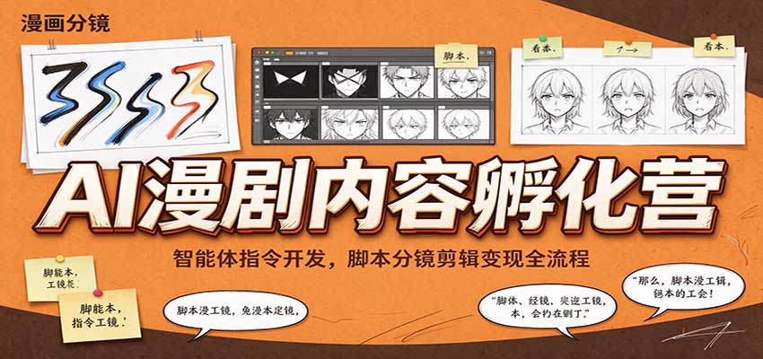 AI漫剧内容孵化营：智能体指令开发，脚本分镜剪辑变现全流程瀚萌资源网-网赚网-网赚项目网-虚拟资源网-国学资源网-易学资源网-本站有全网最新网赚项目-易学课程资源-中医课程资源的在线下载网站！瀚萌资源网