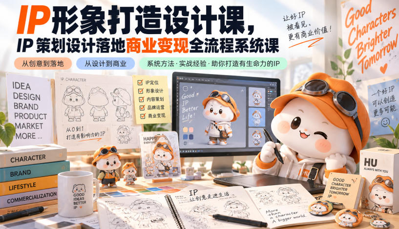IP形象打造设计课，IP策划设计落地商业变现全流程系统课瀚萌资源网-网赚网-网赚项目网-虚拟资源网-国学资源网-易学资源网-本站有全网最新网赚项目-易学课程资源-中医课程资源的在线下载网站！瀚萌资源网