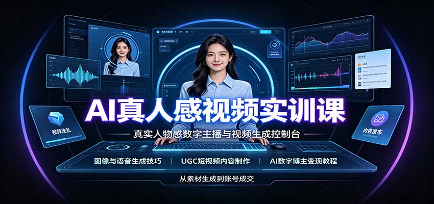 AI真人感视频实训课：图像语音生成，UGC内容制作，AI数字博主变现教程瀚萌资源网-网赚网-网赚项目网-虚拟资源网-国学资源网-易学资源网-本站有全网最新网赚项目-易学课程资源-中医课程资源的在线下载网站！瀚萌资源网