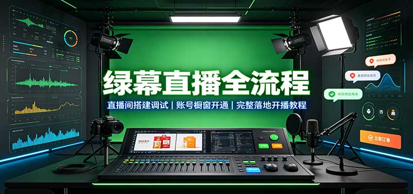 绿幕直播全流程：直播间搭建调试，账号橱窗开通，完整落地开播教程瀚萌资源网-网赚网-网赚项目网-虚拟资源网-国学资源网-易学资源网-本站有全网最新网赚项目-易学课程资源-中医课程资源的在线下载网站！瀚萌资源网