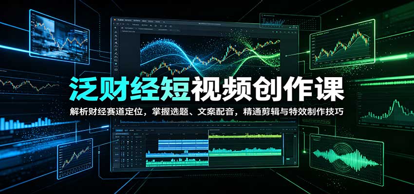 泛财经短视频创作课：解析财经赛道定位，掌握选题、文案配音，精通剪辑与特效制作技巧瀚萌资源网-网赚网-网赚项目网-虚拟资源网-国学资源网-易学资源网-本站有全网最新网赚项目-易学课程资源-中医课程资源的在线下载网站！瀚萌资源网