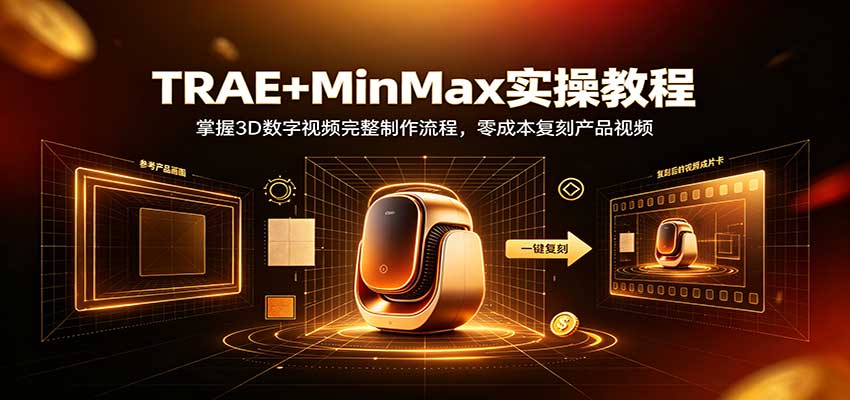TRAE+MinMax实操教程：掌握3D数字视频完整制作流程，零成本复刻产品视频瀚萌资源网-网赚网-网赚项目网-虚拟资源网-国学资源网-易学资源网-本站有全网最新网赚项目-易学课程资源-中医课程资源的在线下载网站！瀚萌资源网