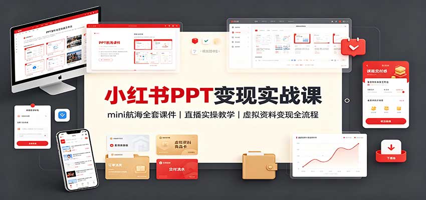 小红书PPT变现实战课：mini航海全套课件+直播实操教学，虚拟资料变现全流程瀚萌资源网-网赚网-网赚项目网-虚拟资源网-国学资源网-易学资源网-本站有全网最新网赚项目-易学课程资源-中医课程资源的在线下载网站！瀚萌资源网