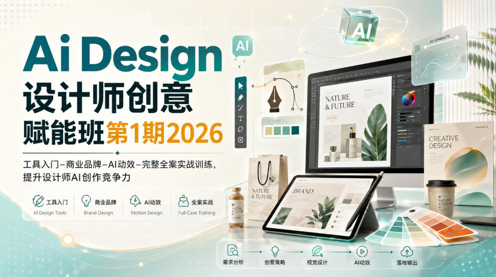 Ai Design设计师创意赋能班第1期2026｜工具入门‑商业品牌‑AI动效‑完整全案实战训练，提升设计师AI创作竞争力瀚萌资源网-网赚网-网赚项目网-虚拟资源网-国学资源网-易学资源网-本站有全网最新网赚项目-易学课程资源-中医课程资源的在线下载网站！瀚萌资源网