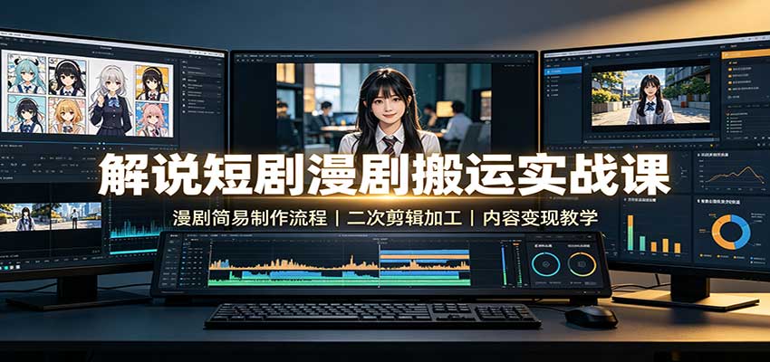 解说短剧漫剧搬运实战课：漫剧简易制作流程，二次剪辑加工，内容变现教学瀚萌资源网-网赚网-网赚项目网-虚拟资源网-国学资源网-易学资源网-本站有全网最新网赚项目-易学课程资源-中医课程资源的在线下载网站！瀚萌资源网