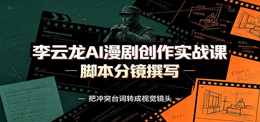 李云龙AI漫剧创作实战课：角色人设还原，脚本分镜撰写，AI漫剧成片完整制作教学瀚萌资源网-网赚网-网赚项目网-虚拟资源网-国学资源网-易学资源网-本站有全网最新网赚项目-易学课程资源-中医课程资源的在线下载网站！瀚萌资源网