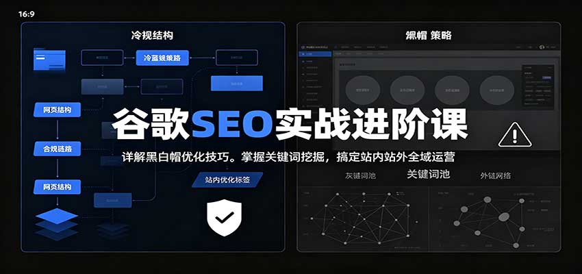 2026谷歌SEO实战进阶课：详解黑白帽优化技巧，掌握关键词挖掘，搞定站内站外全域运营瀚萌资源网-网赚网-网赚项目网-虚拟资源网-国学资源网-易学资源网-本站有全网最新网赚项目-易学课程资源-中医课程资源的在线下载网站！瀚萌资源网