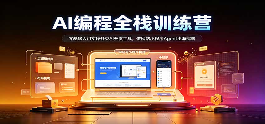 AI编程全栈训练营：：零基础入门实操各类AI开发工具，做网站小程序Agent出海部署瀚萌资源网-网赚网-网赚项目网-虚拟资源网-国学资源网-易学资源网-本站有全网最新网赚项目-易学课程资源-中医课程资源的在线下载网站！瀚萌资源网