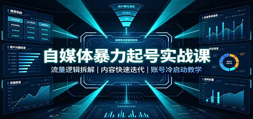 自媒体暴力起号实战课：流量逻辑拆解，内容快速迭代，账号冷启动教学瀚萌资源网-网赚网-网赚项目网-虚拟资源网-国学资源网-易学资源网-本站有全网最新网赚项目-易学课程资源-中医课程资源的在线下载网站！瀚萌资源网