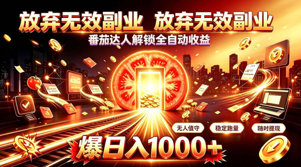放弃无效副业，番茄达人解锁全自动收益，日入1k+，门槛最低的线上轻资产项目【揭秘】瀚萌资源网-网赚网-网赚项目网-虚拟资源网-国学资源网-易学资源网-本站有全网最新网赚项目-易学课程资源-中医课程资源的在线下载网站！瀚萌资源网