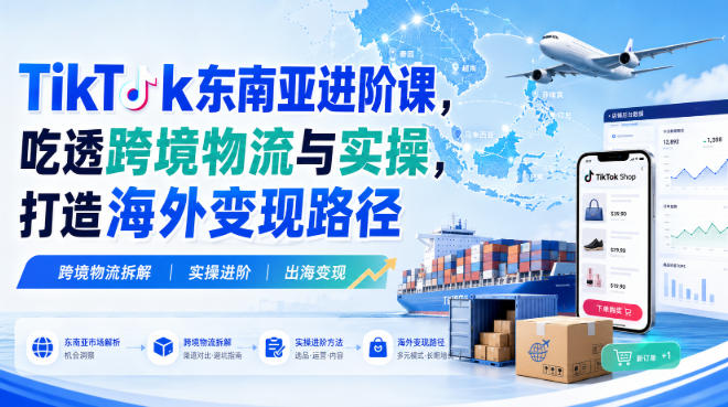 TikTok东南亚进阶课，吃透跨境物流与实操，打造海外变现路径瀚萌资源网-网赚网-网赚项目网-虚拟资源网-国学资源网-易学资源网-本站有全网最新网赚项目-易学课程资源-中医课程资源的在线下载网站！瀚萌资源网