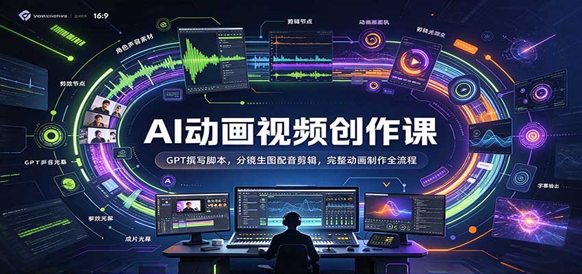 AI动画视频创作课：GPT撰写脚本，分镜生图配音剪辑，完整动画制作全流程瀚萌资源网-网赚网-网赚项目网-虚拟资源网-国学资源网-易学资源网-本站有全网最新网赚项目-易学课程资源-中医课程资源的在线下载网站！瀚萌资源网