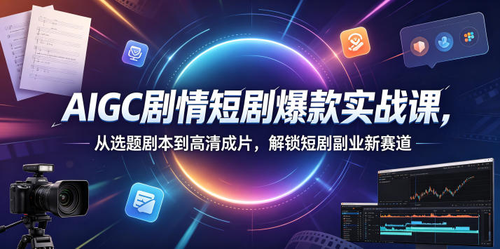 AIGC剧情短剧爆款实战课，从选题剧本到高清成片，解锁短剧副业新赛道（更新0906）瀚萌资源网-网赚网-网赚项目网-虚拟资源网-国学资源网-易学资源网-本站有全网最新网赚项目-易学课程资源-中医课程资源的在线下载网站！瀚萌资源网