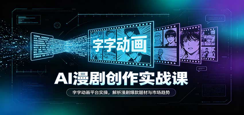 AI漫剧创作实战课：字字动画平台实操，解析漫剧爆款题材与市场趋势瀚萌资源网-网赚网-网赚项目网-虚拟资源网-国学资源网-易学资源网-本站有全网最新网赚项目-易学课程资源-中医课程资源的在线下载网站！瀚萌资源网