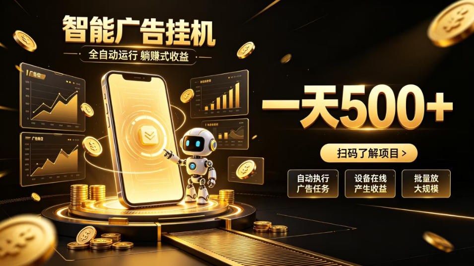 智能广告挂G项目，无需人工值守，全自动躺賺增收，单日收益可达500+【揭秘】瀚萌资源网-网赚网-网赚项目网-虚拟资源网-国学资源网-易学资源网-本站有全网最新网赚项目-易学课程资源-中医课程资源的在线下载网站！瀚萌资源网