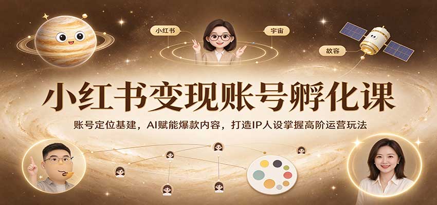 小红书变现账号孵化课：账号定位基建，AI赋能爆款内容，打造IP人设掌握高阶运营玩法瀚萌资源网-网赚网-网赚项目网-虚拟资源网-国学资源网-易学资源网-本站有全网最新网赚项目-易学课程资源-中医课程资源的在线下载网站！瀚萌资源网