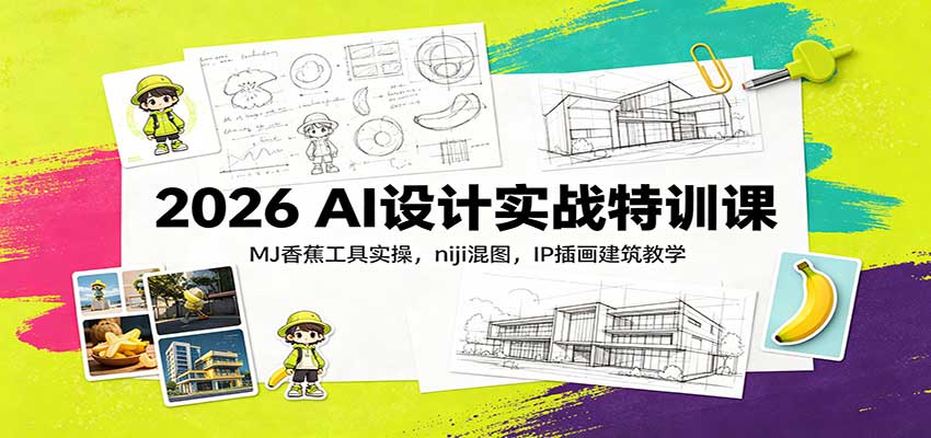 2026 AI设计实战特训课：MJ香蕉工具实操，niji混图，IP插画建筑教学瀚萌资源网-网赚网-网赚项目网-虚拟资源网-国学资源网-易学资源网-本站有全网最新网赚项目-易学课程资源-中医课程资源的在线下载网站！瀚萌资源网