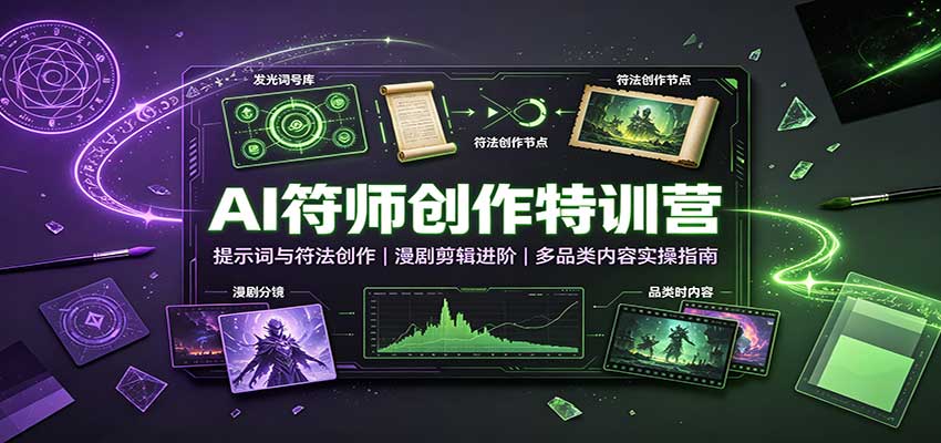 AI符师创作特训营：提示词与符法创作，漫剧剪辑进阶，多品类内容实操指南瀚萌资源网-网赚网-网赚项目网-虚拟资源网-国学资源网-易学资源网-本站有全网最新网赚项目-易学课程资源-中医课程资源的在线下载网站！瀚萌资源网