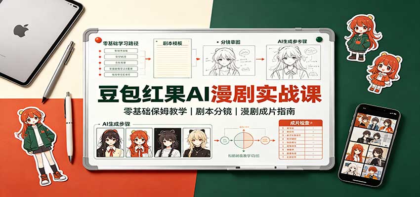豆包红果AI漫剧实战课：零基础保姆教学，剧本分镜，漫剧成片指南瀚萌资源网-网赚网-网赚项目网-虚拟资源网-国学资源网-易学资源网-本站有全网最新网赚项目-易学课程资源-中医课程资源的在线下载网站！瀚萌资源网