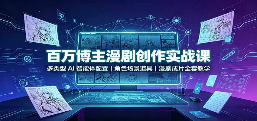 百万博主漫剧创作实战课：多类型AI智能体配置，角色场景道具，漫剧成片全套教学瀚萌资源网-网赚网-网赚项目网-虚拟资源网-国学资源网-易学资源网-本站有全网最新网赚项目-易学课程资源-中医课程资源的在线下载网站！瀚萌资源网