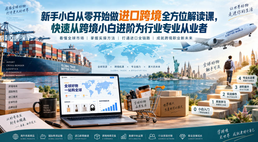 新手小白从零开始做进口跨境全方位解读课，快速从跨境小白进阶为行业专业从业者瀚萌资源网-网赚网-网赚项目网-虚拟资源网-国学资源网-易学资源网-本站有全网最新网赚项目-易学课程资源-中医课程资源的在线下载网站！瀚萌资源网