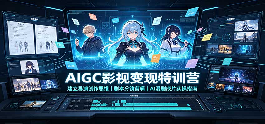 AIGC影视变现特训营：建立导演创作思维，剧本分镜剪辑，AI漫剧成片实操指南瀚萌资源网-网赚网-网赚项目网-虚拟资源网-国学资源网-易学资源网-本站有全网最新网赚项目-易学课程资源-中医课程资源的在线下载网站！瀚萌资源网