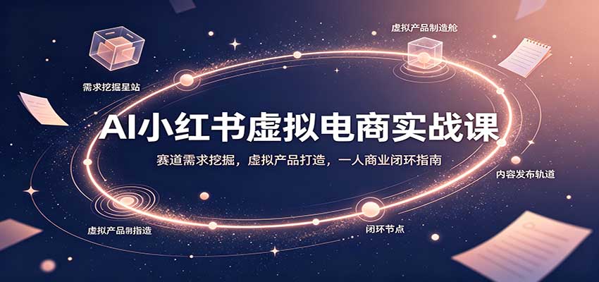 AI小红书虚拟电商实战课：赛道需求挖掘，虚拟产品打造，一人商业闭环指南瀚萌资源网-网赚网-网赚项目网-虚拟资源网-国学资源网-易学资源网-本站有全网最新网赚项目-易学课程资源-中医课程资源的在线下载网站！瀚萌资源网
