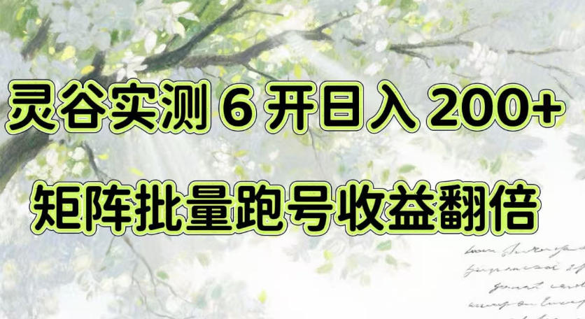 一台电脑就能做！灵谷实测6开日入200+，矩阵批量跑号收益翻倍【揭秘】瀚萌资源网-网赚网-网赚项目网-虚拟资源网-国学资源网-易学资源网-本站有全网最新网赚项目-易学课程资源-中医课程资源的在线下载网站！瀚萌资源网