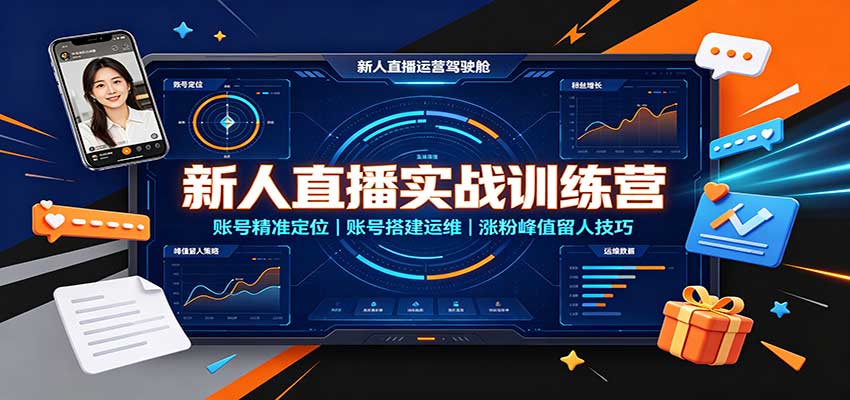 新人直播实战训练营：账号精准定位，账号搭建运维，涨粉峰值留人技巧瀚萌资源网-网赚网-网赚项目网-虚拟资源网-国学资源网-易学资源网-本站有全网最新网赚项目-易学课程资源-中医课程资源的在线下载网站！瀚萌资源网