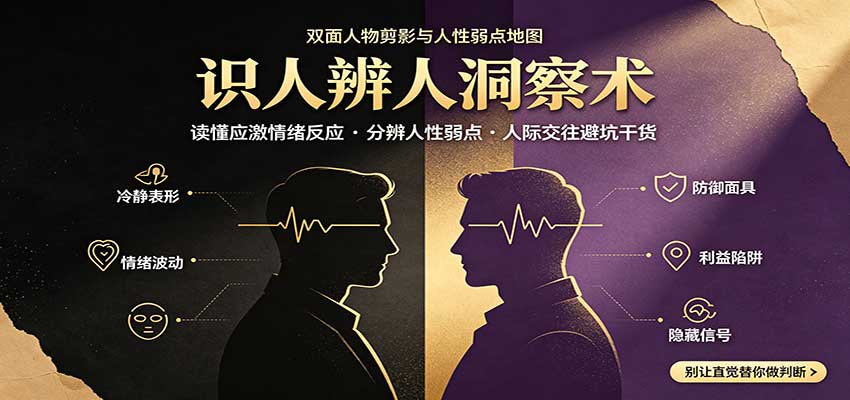 识人辨人终极心法：读懂应激情绪反应，分辨人性弱点，人际交往避坑干货瀚萌资源网-网赚网-网赚项目网-虚拟资源网-国学资源网-易学资源网-本站有全网最新网赚项目-易学课程资源-中医课程资源的在线下载网站！瀚萌资源网