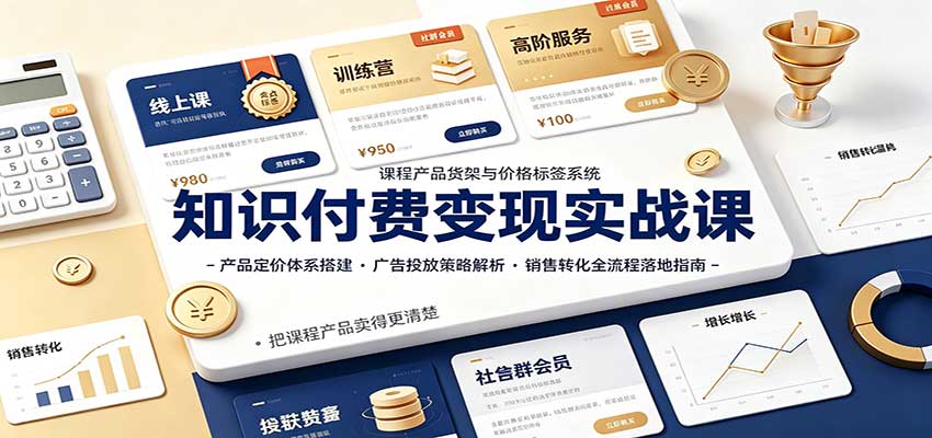 知识付费变现实战课：产品定价体系搭建，广告投放，销售转化全流程落地指南瀚萌资源网-网赚网-网赚项目网-虚拟资源网-国学资源网-易学资源网-本站有全网最新网赚项目-易学课程资源-中医课程资源的在线下载网站！瀚萌资源网