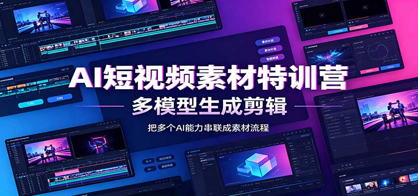 AI短视频素材特训营：Codex本地部署实操，多模型生成剪辑，爆量素材挖掘教学瀚萌资源网-网赚网-网赚项目网-虚拟资源网-国学资源网-易学资源网-本站有全网最新网赚项目-易学课程资源-中医课程资源的在线下载网站！瀚萌资源网
