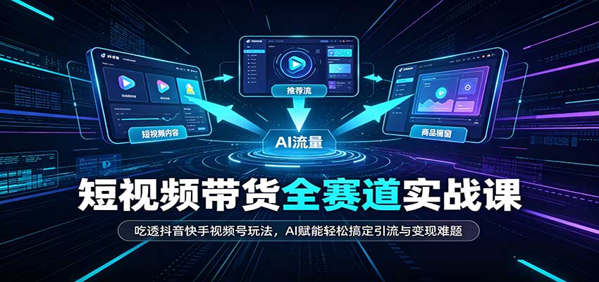 短视频带货全赛道：吃透抖音快手视频号玩法，AI赋能轻松搞定引流与变现难题瀚萌资源网-网赚网-网赚项目网-虚拟资源网-国学资源网-易学资源网-本站有全网最新网赚项目-易学课程资源-中医课程资源的在线下载网站！瀚萌资源网