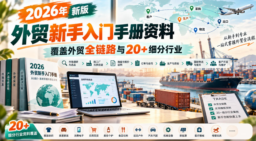 2026年新版外贸新手入门手册资料，覆盖外贸全链路与20+细分行业瀚萌资源网-网赚网-网赚项目网-虚拟资源网-国学资源网-易学资源网-本站有全网最新网赚项目-易学课程资源-中医课程资源的在线下载网站！瀚萌资源网