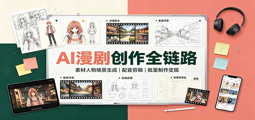 AI漫剧创作全链路：素材人物场景生成，配音剪辑，批量制作变现瀚萌资源网-网赚网-网赚项目网-虚拟资源网-国学资源网-易学资源网-本站有全网最新网赚项目-易学课程资源-中医课程资源的在线下载网站！瀚萌资源网