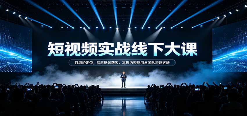 短视频实战线下大课：打磨IP定位，深耕选题获客，掌握内容复用与团队搭建方法瀚萌资源网-网赚网-网赚项目网-虚拟资源网-国学资源网-易学资源网-本站有全网最新网赚项目-易学课程资源-中医课程资源的在线下载网站！瀚萌资源网