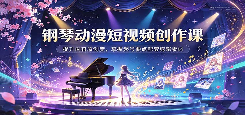 钢琴动漫短视频创作课：提升内容原创度，掌握起号要点配套剪辑素材瀚萌资源网-网赚网-网赚项目网-虚拟资源网-国学资源网-易学资源网-本站有全网最新网赚项目-易学课程资源-中医课程资源的在线下载网站！瀚萌资源网