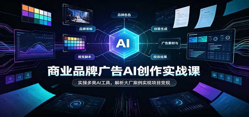 商业品牌广告AI创作实战课：实操多类AI工具，解析大厂案例实现项目变现瀚萌资源网-网赚网-网赚项目网-虚拟资源网-国学资源网-易学资源网-本站有全网最新网赚项目-易学课程资源-中医课程资源的在线下载网站！瀚萌资源网