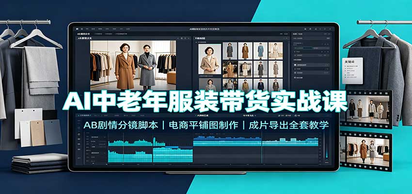AI中老年服装带货实战课：AB剧情分镜脚本，电商平铺图制作，成片导出全套教学瀚萌资源网-网赚网-网赚项目网-虚拟资源网-国学资源网-易学资源网-本站有全网最新网赚项目-易学课程资源-中医课程资源的在线下载网站！瀚萌资源网