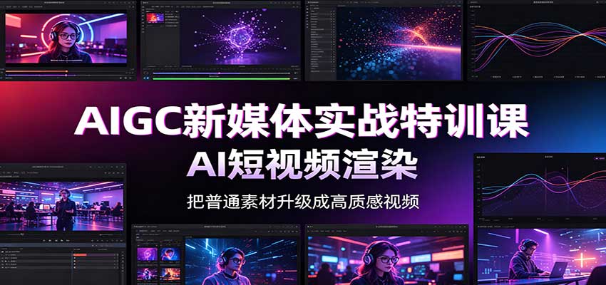 AIGC新媒体实战特训课：工具入门实操，AI短视频渲染，数字人商业视频制作瀚萌资源网-网赚网-网赚项目网-虚拟资源网-国学资源网-易学资源网-本站有全网最新网赚项目-易学课程资源-中医课程资源的在线下载网站！瀚萌资源网