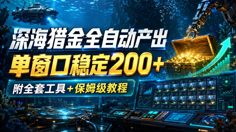 深海猎金全自动产出，单窗口稳定200+，附全套工具+保姆级教程【揭秘】瀚萌资源网-网赚网-网赚项目网-虚拟资源网-国学资源网-易学资源网-本站有全网最新网赚项目-易学课程资源-中医课程资源的在线下载网站！瀚萌资源网